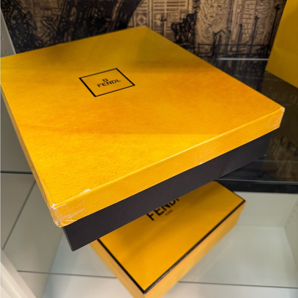 Fendi Yellow Box & Fendi tissue paper 
12' WideX 14' Tall